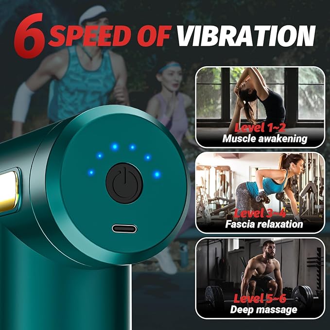Portable Massage Gun for Pain Relief, Unisex Deep Tissue Massage Gun, Muscle Relaxing Bodie Massage Machine for Home, Handheld 6 Speed